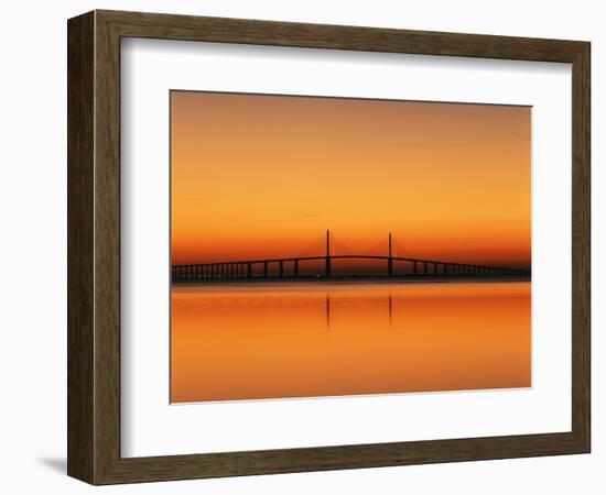 Sunshine Skyway Bridge over Tampa Bay from Fort De Soto Park, Florida, USA-Adam Jones-Framed Photographic Print