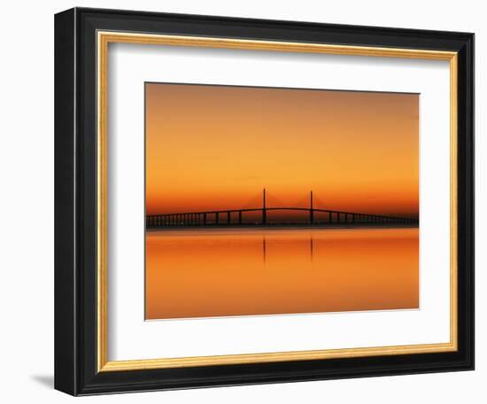 Sunshine Skyway Bridge over Tampa Bay from Fort De Soto Park, Florida, USA-Adam Jones-Framed Photographic Print