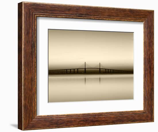 Sunshine Skyway Bridge over Tampa Bay from Fort De Soto Park, Florida, USA-Adam Jones-Framed Photographic Print