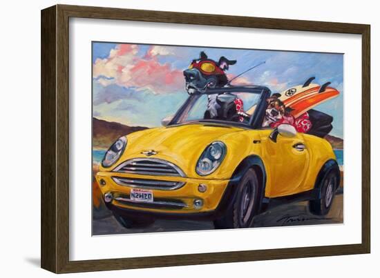 Sunup Surfdogs-Connie R. Townsend-Framed Art Print