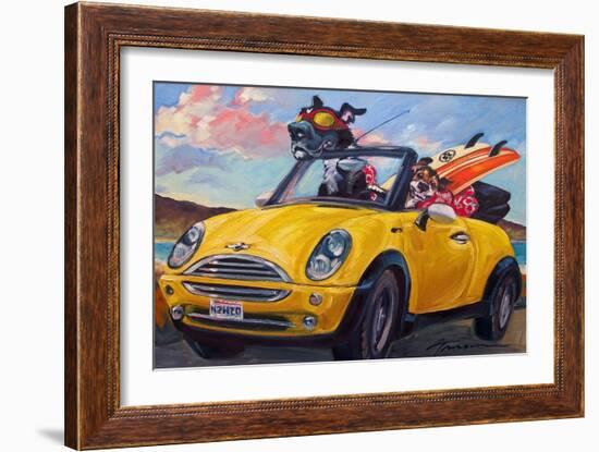 Sunup Surfdogs-Connie R. Townsend-Framed Art Print