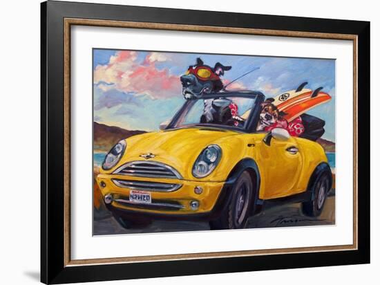 Sunup Surfdogs-Connie R. Townsend-Framed Art Print