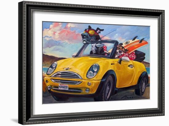 Sunup Surfdogs-Connie R. Townsend-Framed Art Print