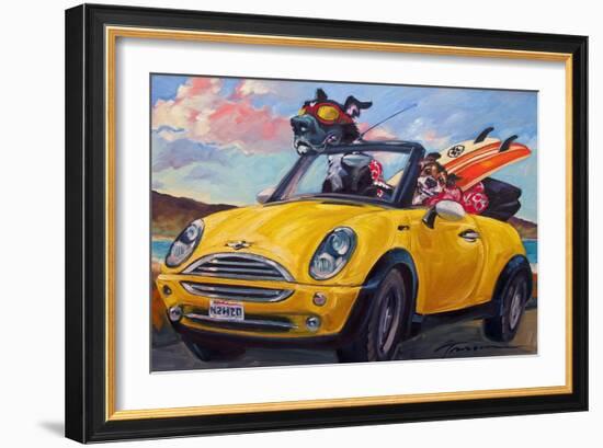 Sunup Surfdogs-Connie R. Townsend-Framed Art Print