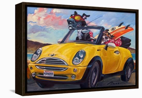 Sunup Surfdogs-Connie R. Townsend-Framed Stretched Canvas