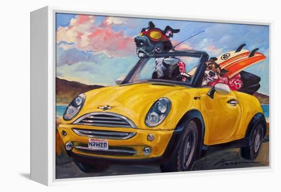 Sunup Surfdogs-Connie R. Townsend-Framed Stretched Canvas