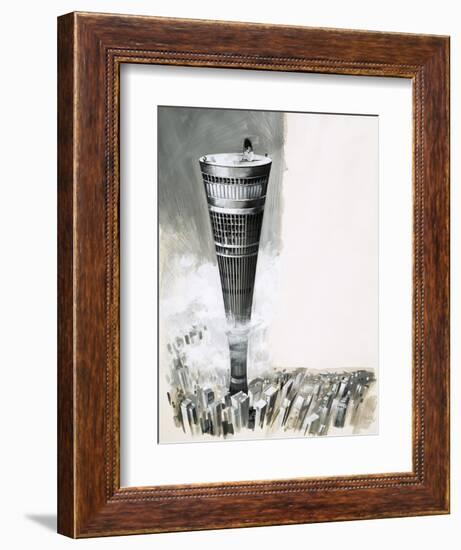 Super Cities in the Sky, Futuristic Skyscraper-null-Framed Giclee Print