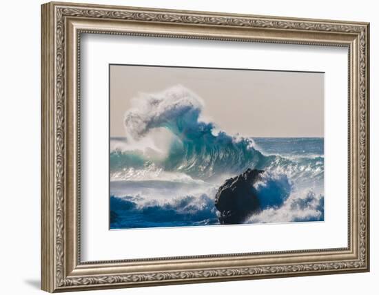 Super Curl-Wave breaking off the Na Pali coast of Kauai, Hawaii-Mark A Johnson-Framed Photographic Print