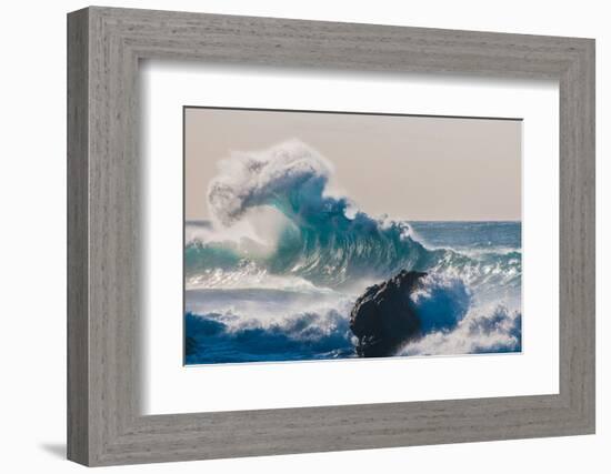 Super Curl-Wave breaking off the Na Pali coast of Kauai, Hawaii-Mark A Johnson-Framed Photographic Print