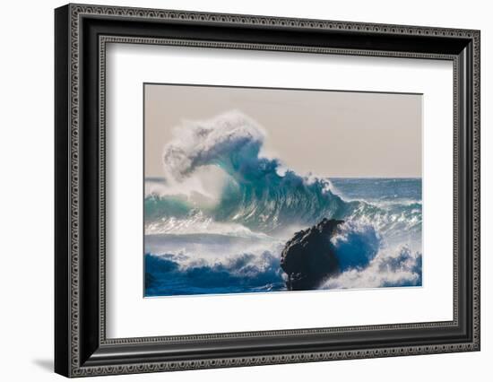 Super Curl-Wave breaking off the Na Pali coast of Kauai, Hawaii-Mark A Johnson-Framed Photographic Print