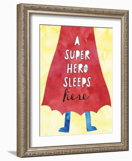 Super Hero Sleeps Here-Jennifer McCully-Framed Art Print