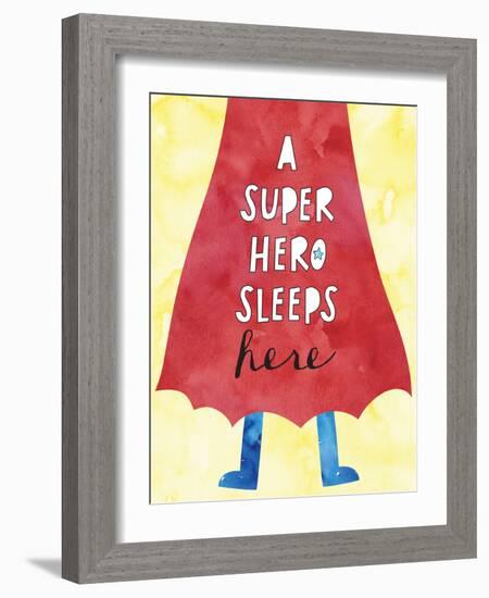 Super Hero Sleeps Here-Jennifer McCully-Framed Art Print