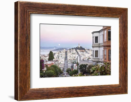 Super moon and view to Bay Area, including San Francisco-Oakland Bay Bridge, San Francisco, Califor-Charlie Harding-Framed Photographic Print