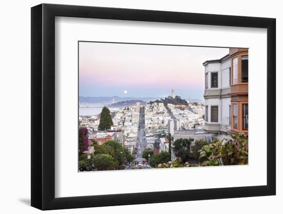Super moon and view to Bay Area, including San Francisco-Oakland Bay Bridge, San Francisco, Califor-Charlie Harding-Framed Photographic Print