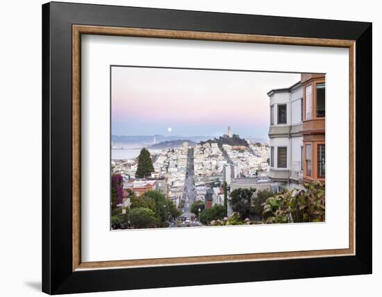 Super moon and view to Bay Area, including San Francisco-Oakland Bay Bridge, San Francisco, Califor-Charlie Harding-Framed Photographic Print