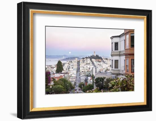 Super moon and view to Bay Area, including San Francisco-Oakland Bay Bridge, San Francisco, Califor-Charlie Harding-Framed Photographic Print
