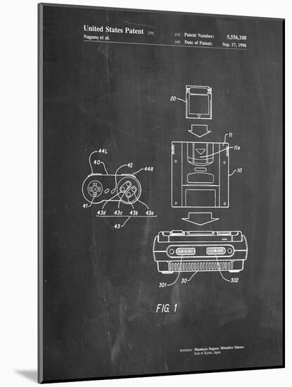 Super Nintendo Console Remote and Cartridge Patent-Cole Borders-Mounted Art Print