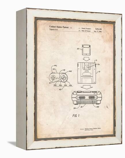 Super Nintendo Console Remote and Cartridge Patent-Cole Borders-Framed Stretched Canvas