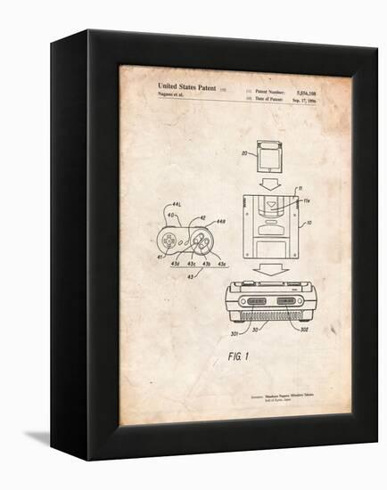 Super Nintendo Console Remote and Cartridge Patent-Cole Borders-Framed Stretched Canvas