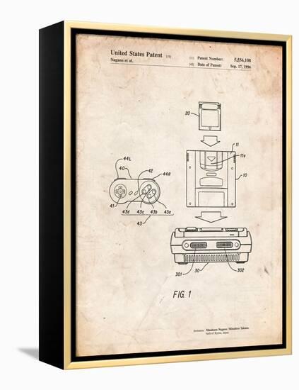 Super Nintendo Console Remote and Cartridge Patent-Cole Borders-Framed Stretched Canvas