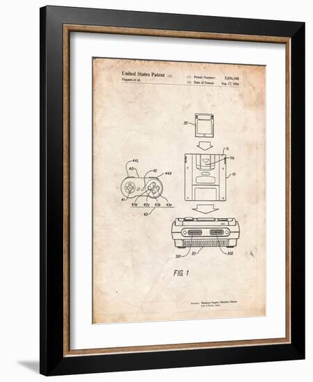 Super Nintendo Console Remote and Cartridge Patent-Cole Borders-Framed Art Print