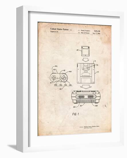 Super Nintendo Console Remote and Cartridge Patent-Cole Borders-Framed Art Print