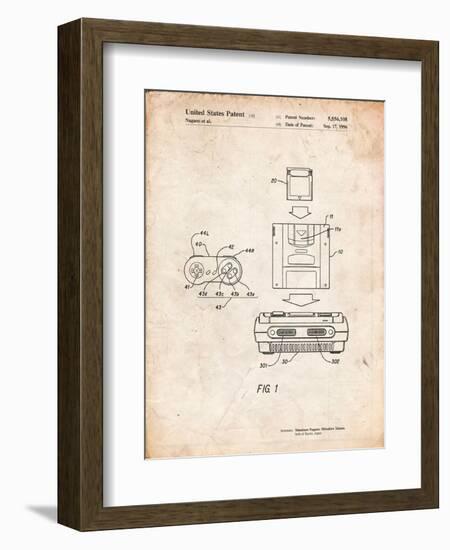 Super Nintendo Console Remote and Cartridge Patent-Cole Borders-Framed Premium Giclee Print