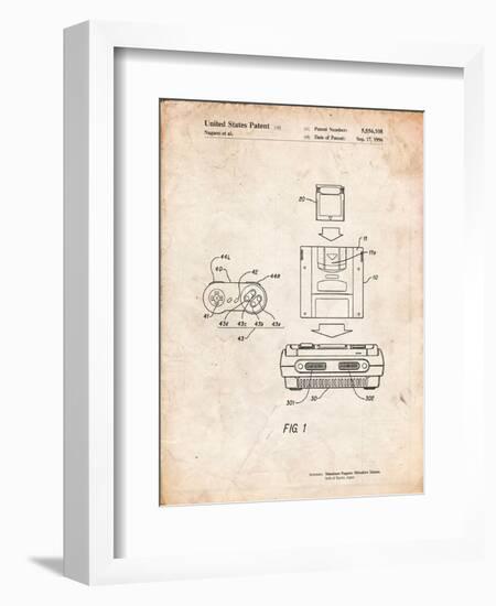 Super Nintendo Console Remote and Cartridge Patent-Cole Borders-Framed Premium Giclee Print