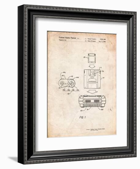 Super Nintendo Console Remote and Cartridge Patent-Cole Borders-Framed Premium Giclee Print