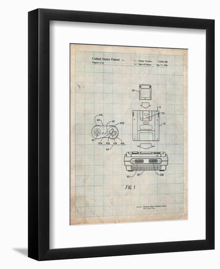 Super Nintendo Console Remote and Cartridge Patent-Cole Borders-Framed Premium Giclee Print