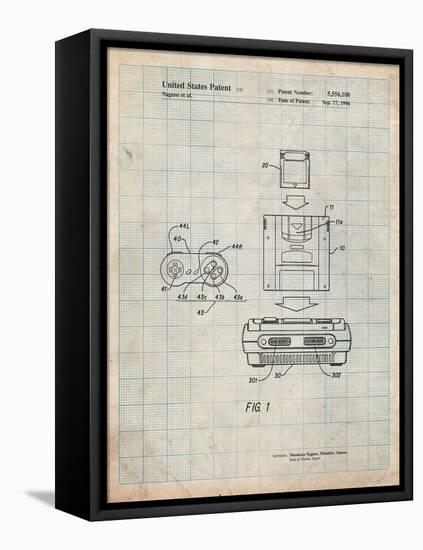 Super Nintendo Console Remote and Cartridge Patent-Cole Borders-Framed Stretched Canvas