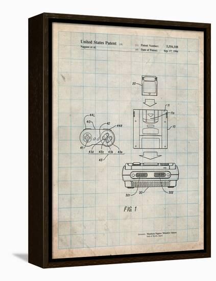 Super Nintendo Console Remote and Cartridge Patent-Cole Borders-Framed Stretched Canvas
