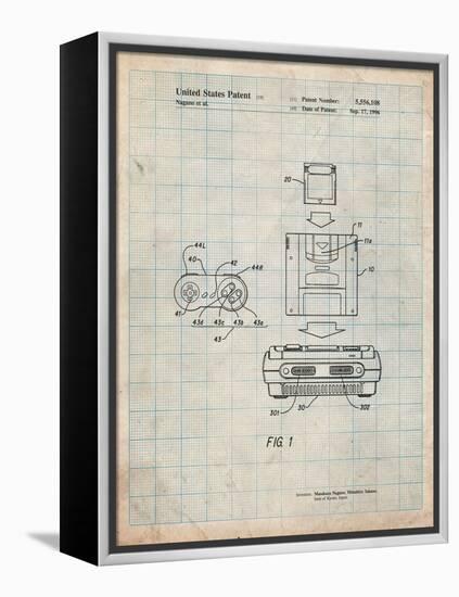 Super Nintendo Console Remote and Cartridge Patent-Cole Borders-Framed Stretched Canvas