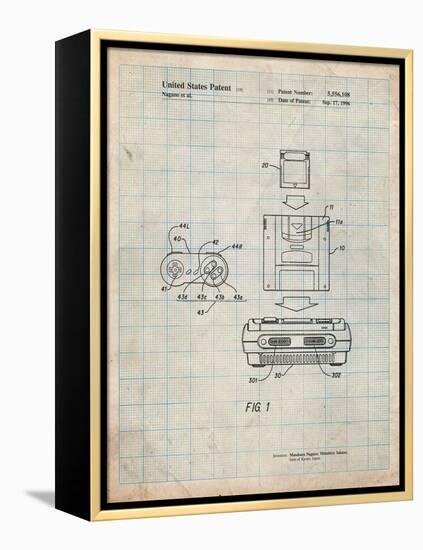 Super Nintendo Console Remote and Cartridge Patent-Cole Borders-Framed Stretched Canvas