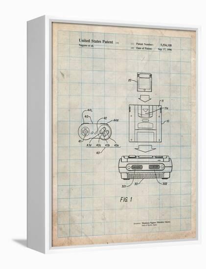 Super Nintendo Console Remote and Cartridge Patent-Cole Borders-Framed Stretched Canvas