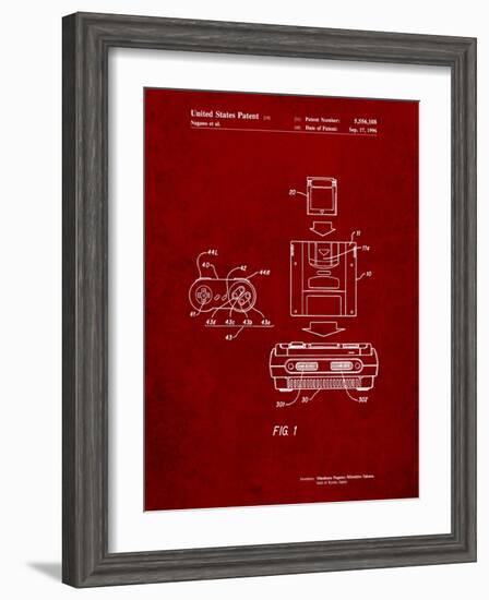 Super Nintendo Console Remote and Cartridge Patent-Cole Borders-Framed Art Print