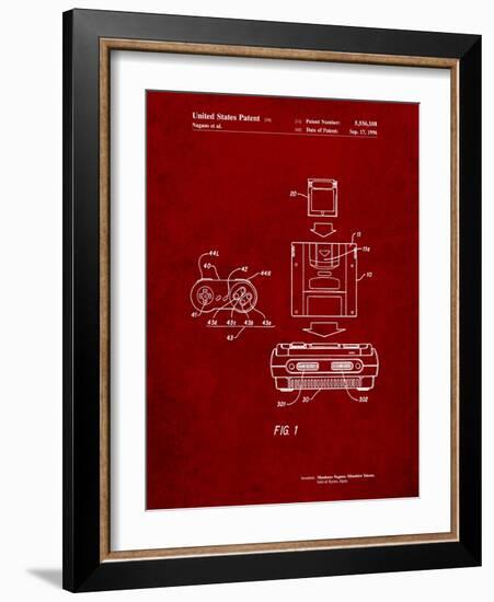 Super Nintendo Console Remote and Cartridge Patent-Cole Borders-Framed Art Print