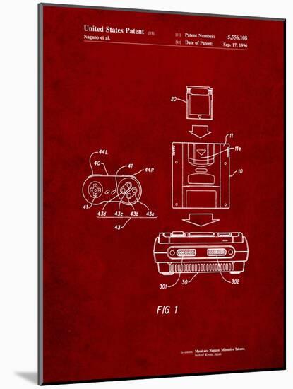 Super Nintendo Console Remote and Cartridge Patent-Cole Borders-Mounted Art Print