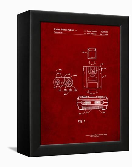 Super Nintendo Console Remote and Cartridge Patent-Cole Borders-Framed Stretched Canvas