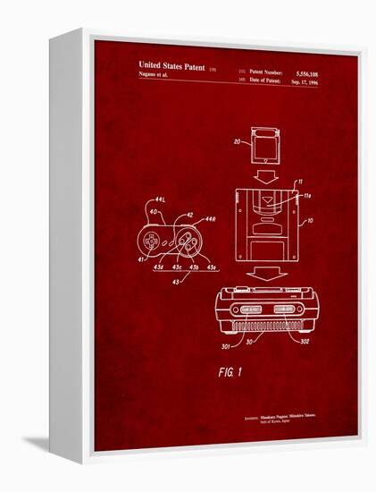 Super Nintendo Console Remote and Cartridge Patent-Cole Borders-Framed Stretched Canvas