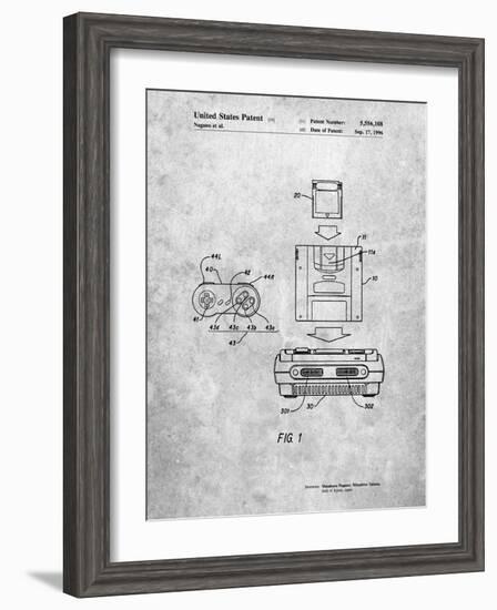 Super Nintendo Console Remote and Cartridge Patent-Cole Borders-Framed Art Print