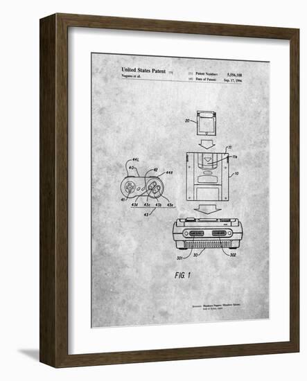 Super Nintendo Console Remote and Cartridge Patent-Cole Borders-Framed Art Print