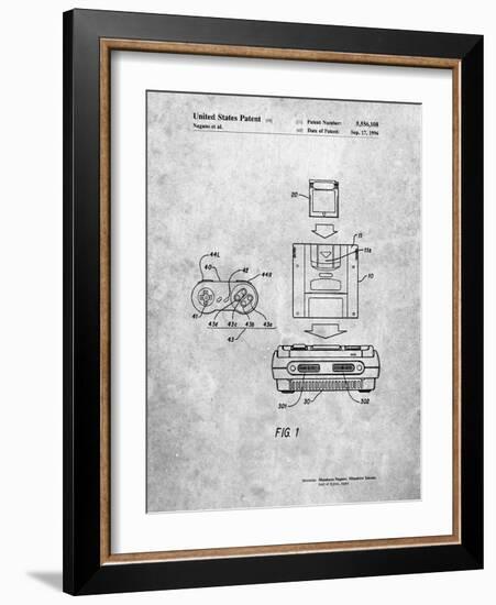 Super Nintendo Console Remote and Cartridge Patent-Cole Borders-Framed Art Print