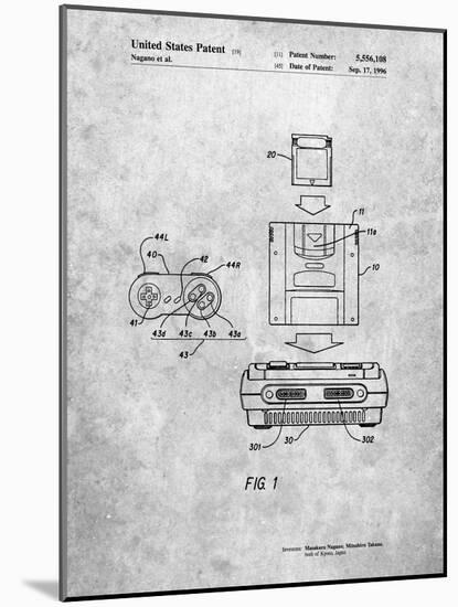 Super Nintendo Console Remote and Cartridge Patent-Cole Borders-Mounted Art Print