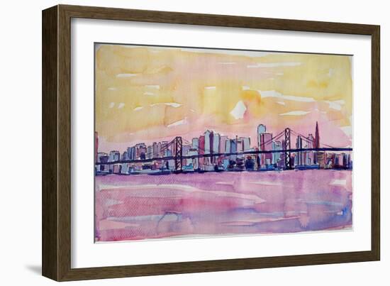 Super San Francisco Skyline with Oakland Bridge-Markus Bleichner-Framed Art Print