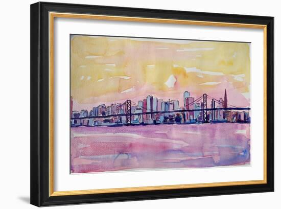 Super San Francisco Skyline with Oakland Bridge-Markus Bleichner-Framed Art Print