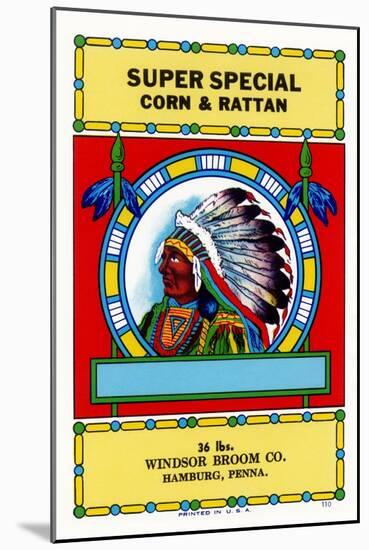 Super Special Corn and Rattan Broom Label-null-Mounted Art Print