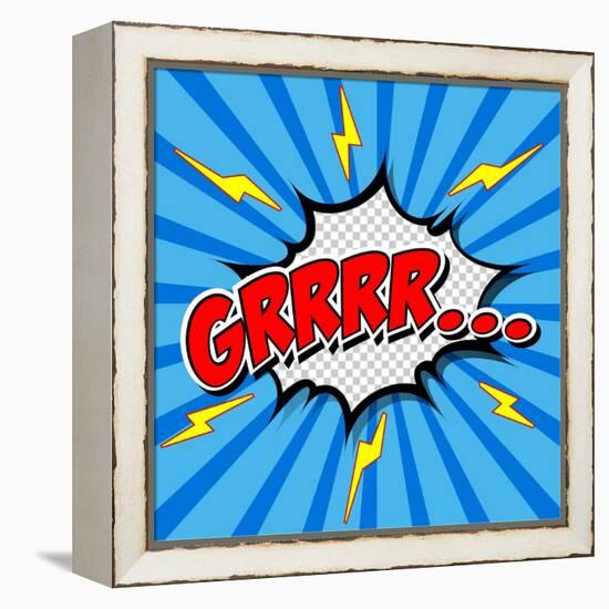 Superhero Bashing Comics Bubble-jirawatp-Framed Stretched Canvas