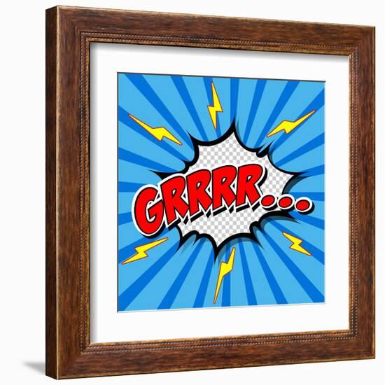 Superhero Bashing Comics Bubble-jirawatp-Framed Art Print