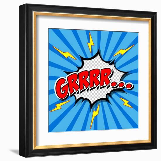 Superhero Bashing Comics Bubble-jirawatp-Framed Art Print